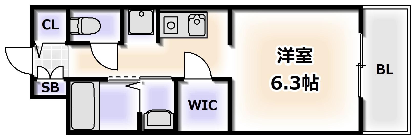 アークアベニュー天王寺(1K/7階)の間取り写真