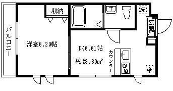 ハウスポート信濃町(1DK/2階)の間取り写真
