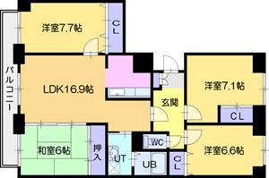 サーム森林公園壱番館(4LDK/7階)の間取り写真