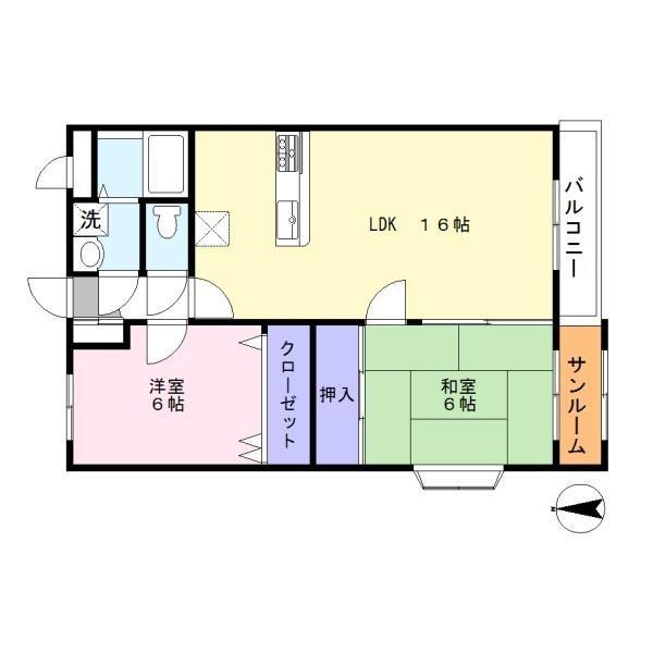 ル・アンジュ萩原(2LDK/3階)の間取り写真