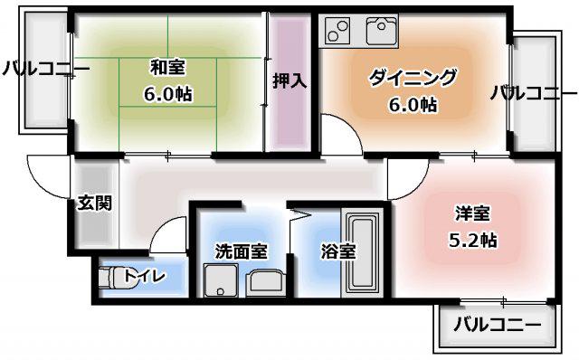 シャルマン錦(2DK/2階)の間取り写真