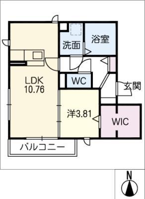 LA VIE(1LDK/3階)の間取り写真