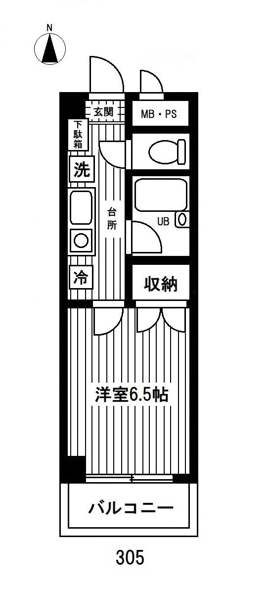 KSフラット2003(1K/3階)の間取り写真