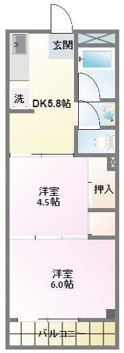 日吉センタービル(2DK/3階)の間取り写真
