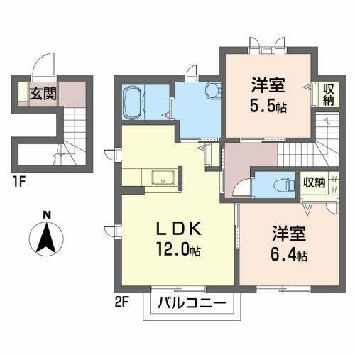 コットン ハウスA(2LDK/2階)の間取り写真