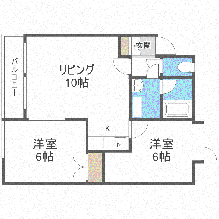 テラスハウス北郷(2LDK/3階)の間取り写真