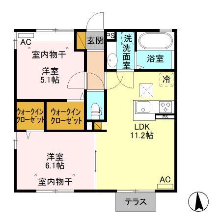 CIEL(2LDK/1階)の間取り写真