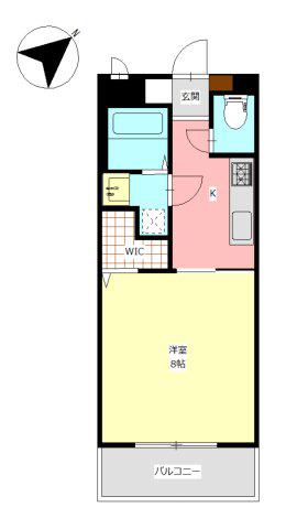 オレンジ(1K/1階)の間取り写真