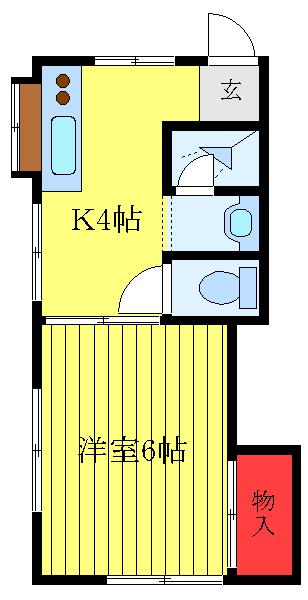 アルペンハイム(1K/2階)の間取り写真