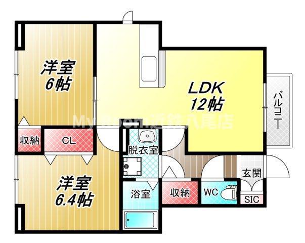 ブリアンアヴニール(2LDK/1階)の間取り写真