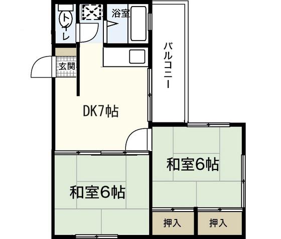 パルコパールI(2DK/2階)の間取り写真