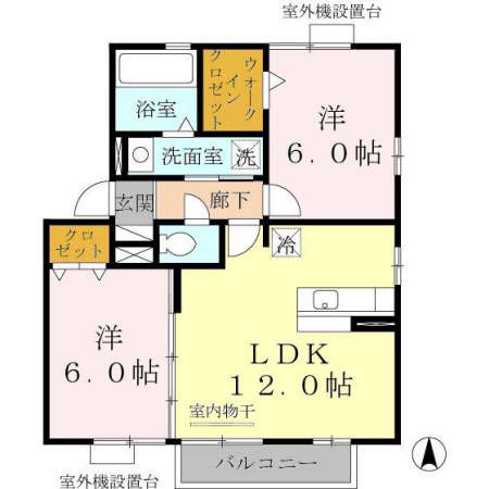 ファイン・コートB棟(2LDK/2階)の間取り写真