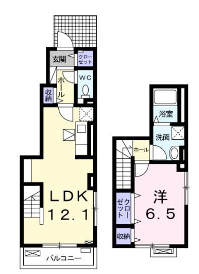 カローレ(1LDK/1階)の間取り写真