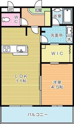 サンシャインタワー三萩野(1LDK/2階)の間取り写真
