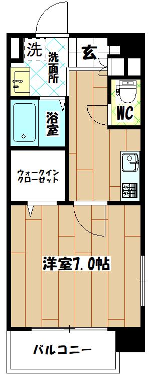 ノースステイツ西小倉(1K/7階)の間取り写真