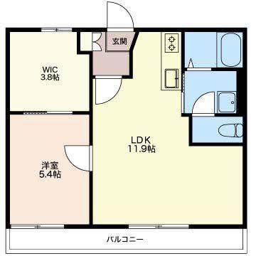 フルール B(1LDK/2階)の間取り写真