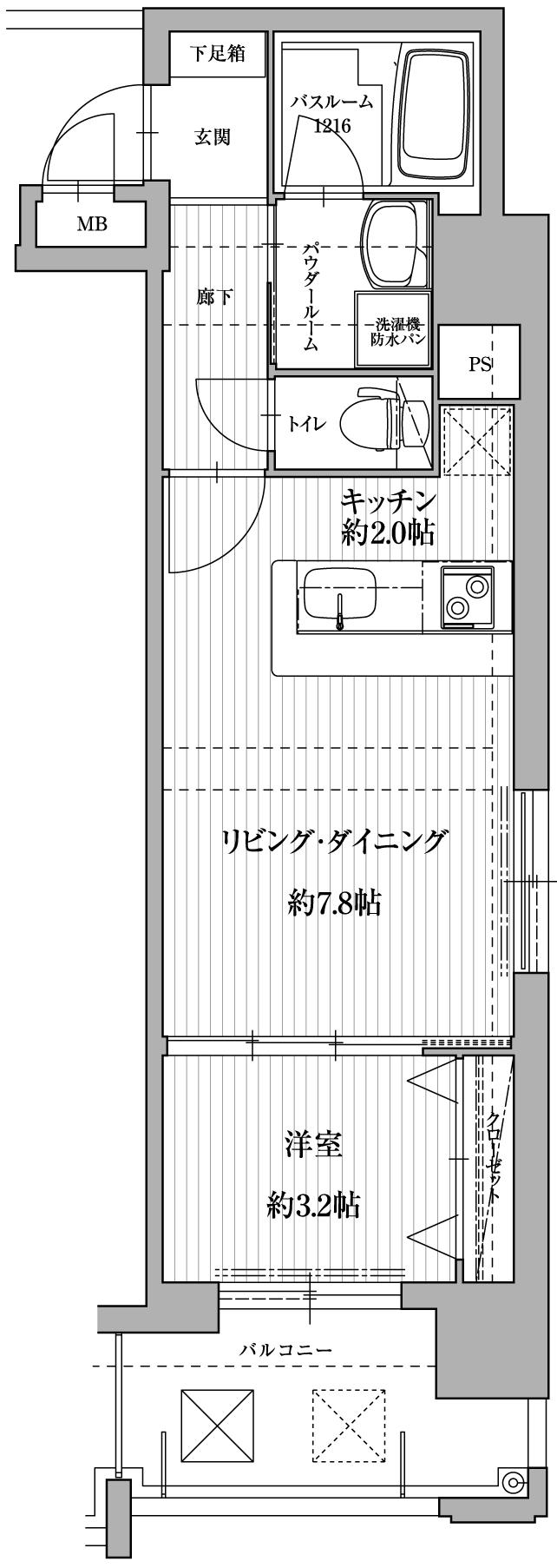 アクタス天神セントラルタワーII(1LDK/10階)の間取り写真