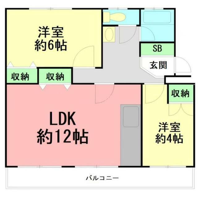 東高森団地 11号棟(2LDK/2階)の間取り写真