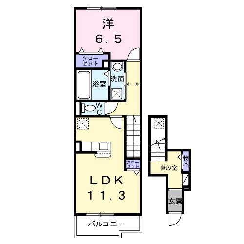 ウィステリアタウンI(1LDK/2階)の間取り写真