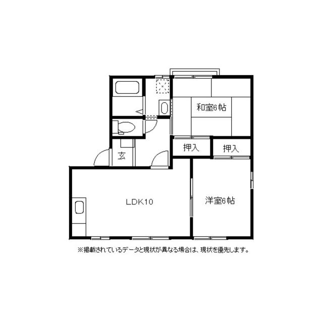 呉羽桜台ハイツ(2LDK/1階)の間取り写真
