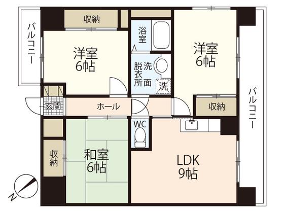 シャンポール東雲(3LDK/6階)の間取り写真