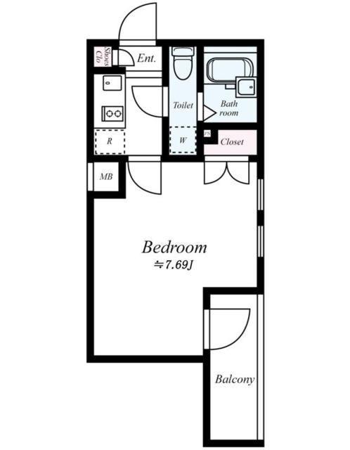 ビバリーホームズ練馬高野台II(1K/2階)の間取り写真