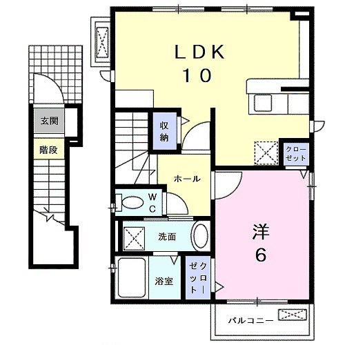 MAISON DE LA ME(1LDK/2階)の間取り写真