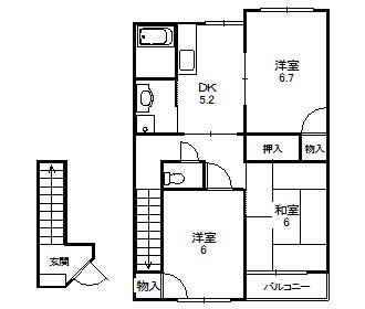 ハイステージNONAKA(3DK/2階)の間取り写真