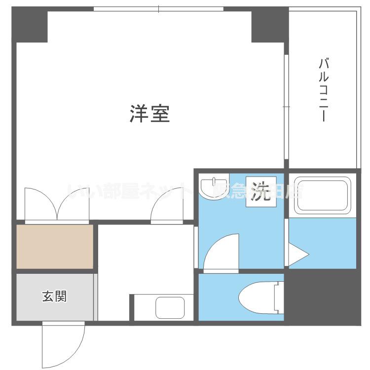 IF都島(1K/7階)の間取り写真
