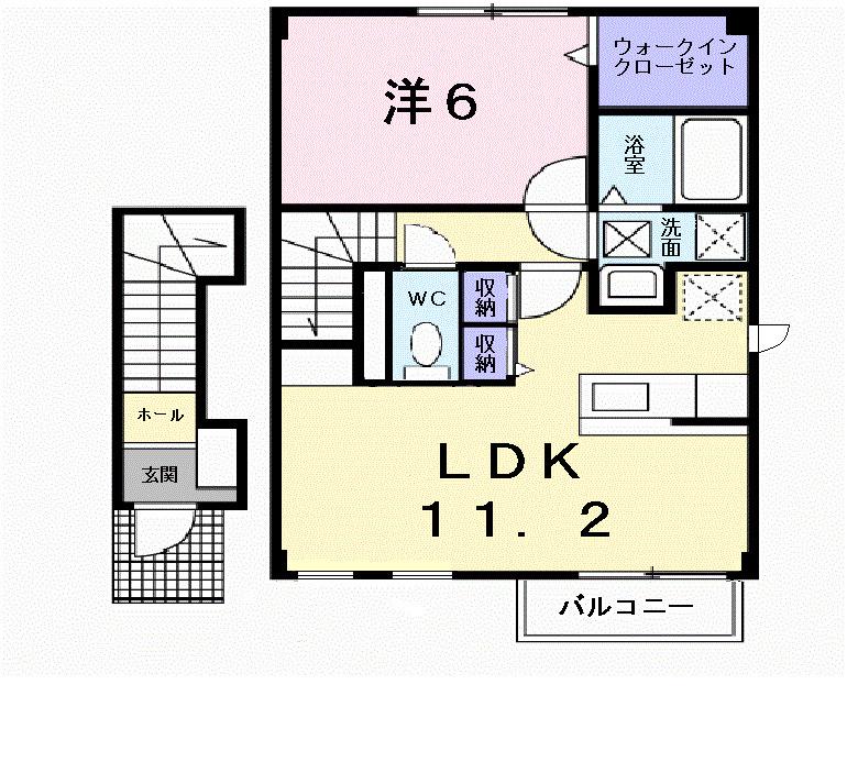 モンブランC(1LDK/2階)の間取り写真