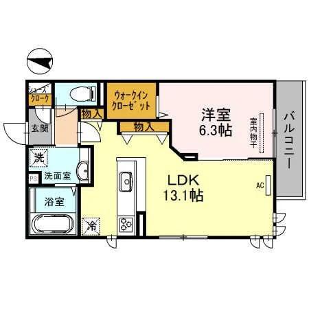 アスール ロザーノ(1LDK/3階)の間取り写真