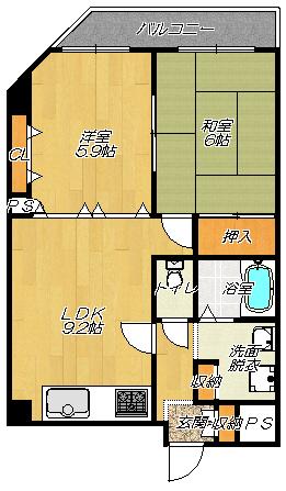 サン・フローラ中川(2LDK/1階)の間取り写真