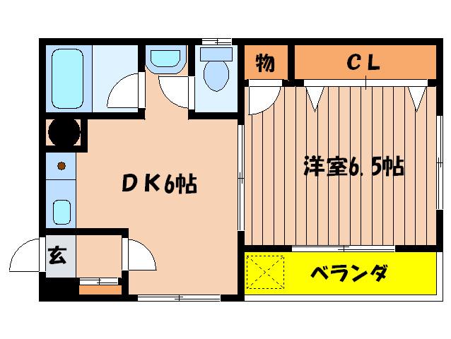 パークサイド共立(1DK/3階)の間取り写真