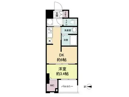 WORVE大阪本町(1DK/13階)の間取り写真