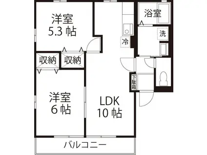プランドールピアハイムB棟(2LDK/1階)の間取り写真