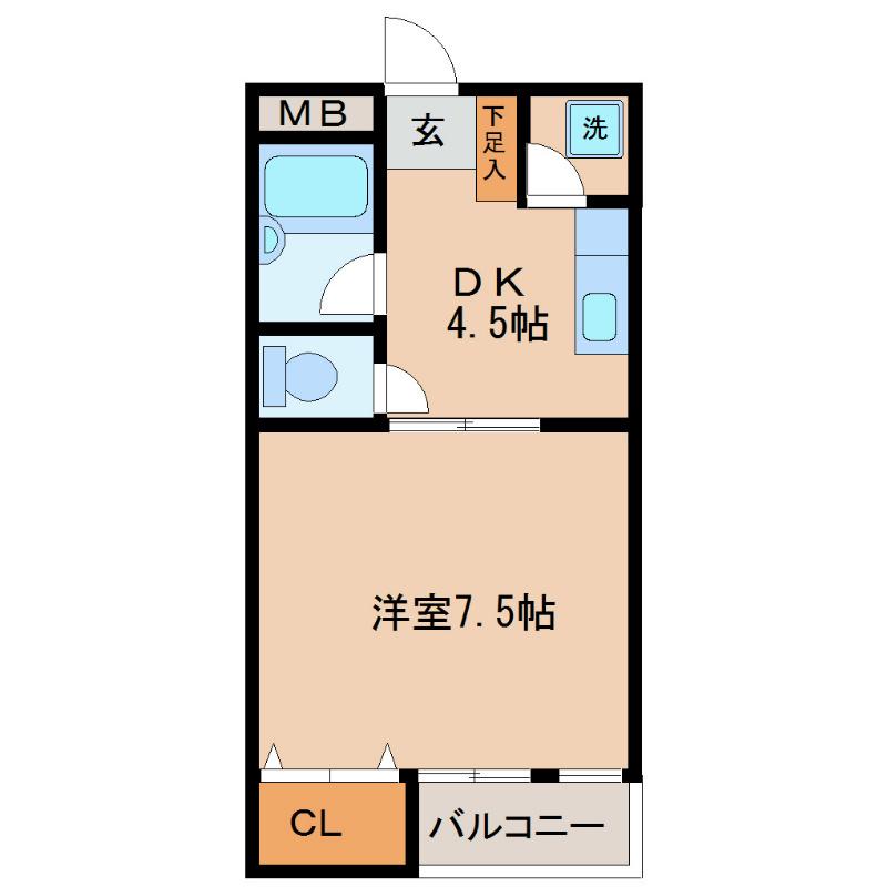石村ビル(1DK/4階)の間取り写真