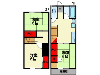 フォレスティーナ伊川 A棟(3DK/1階)の間取り写真