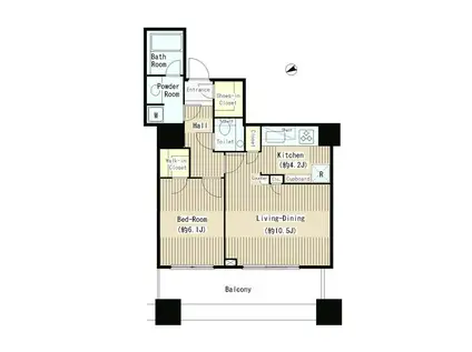 白金タワー・タワー棟(1LDK/8階)の間取り写真