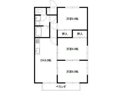 住感シリーズFタイプ(3DK/2階)の間取り写真