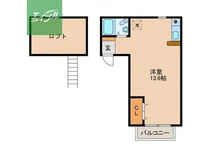 サンハート(ワンルーム/2階)の間取り写真