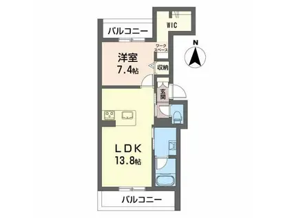 アルファテラス洲雲(1LDK/4階)の間取り写真