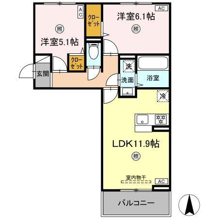 アーバンレジデンス(2LDK/2階)の間取り写真