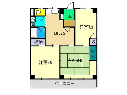 ロイヤルガーデンI(3DK/2階)の間取り写真