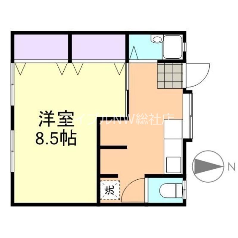 向陽荘 西棟(1K/2階)の間取り写真