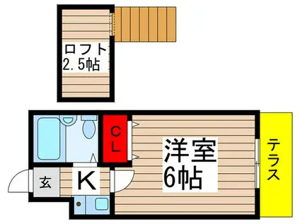 メリーハウス(1K/2階)の間取り写真
