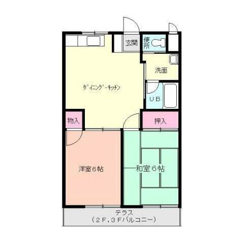 チェリーハイム(2DK/3階)の間取り写真