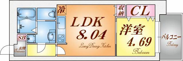 スカイ・シーフロント塩屋(1LDK/3階)の間取り写真