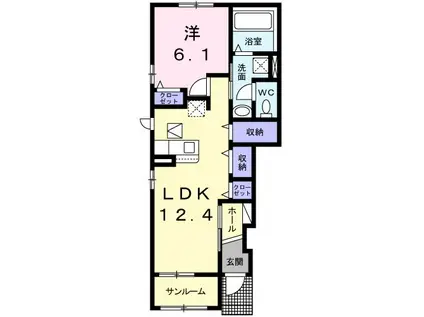 ソラティオ・ファウスト I(1LDK/1階)の間取り写真
