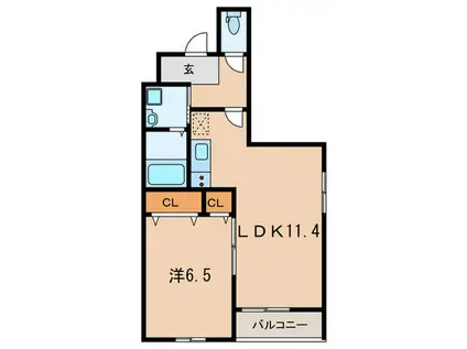 フジパレス深江駅南(1LDK/3階)の間取り写真