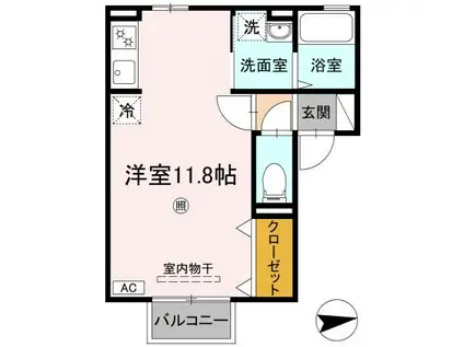 プレジオII(ワンルーム/2階)の間取り写真